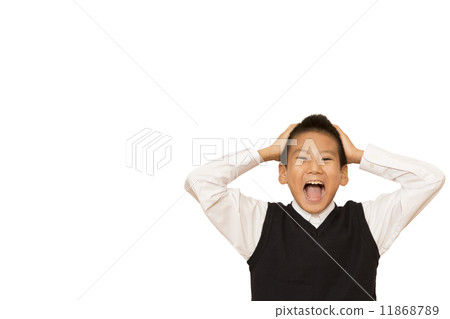 一個男孩抱著他的頭 一個男孩抱著他的頭 11868789