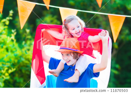 Two kids Dutch football supporters Two kids Dutch football supporters 11870503