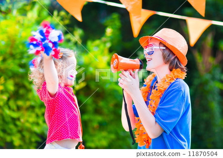 Two kids Dutch football supporters Two kids Dutch football supporters 11870504