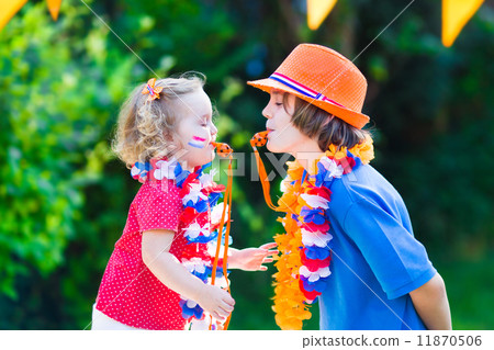 Two kids Dutch football supporters Two kids Dutch football supporters 11870506