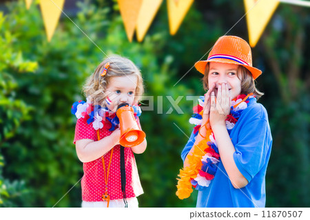 Two kids Dutch football supporters Two kids Dutch football supporters 11870507