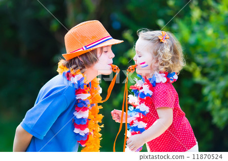 Two kids Dutch football supporters Two kids Dutch football supporters 11870524