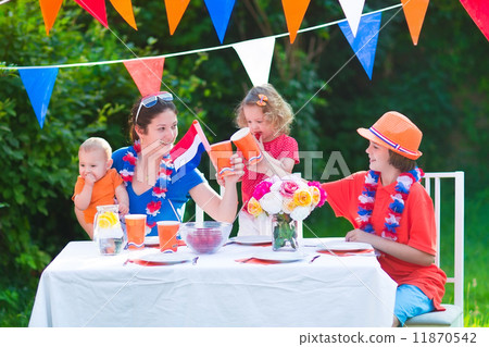 Dutch family having grill party Dutch family having grill party 11870542