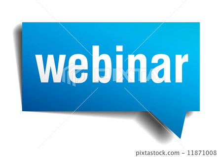 Webinar blue 3d realistic paper speech bubble isolated on white 11871008