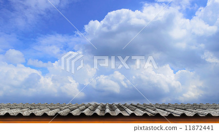 Roof-Tile and Cloudy Blue Sky Roof-Tile and Cloudy Blue Sky 11872441