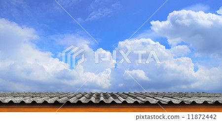 Roof-Tile and Cloudy Blue Sky Roof-Tile and Cloudy Blue Sky 11872442