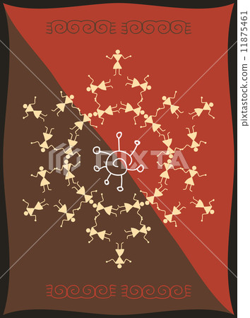 Folk Dancers Tribal Design, Motif, Wall Painting Folk Dancers Tribal Design, Motif, Wall Painting 11875461
