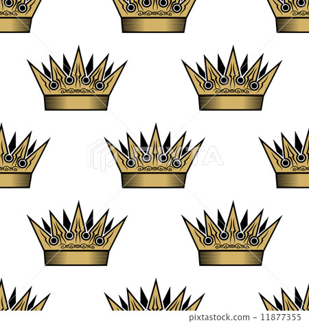 Seamless pattern of golden royal crowns 11877355