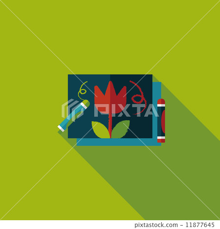 crayons drawing flat icon with long shadow,eps10 11877645