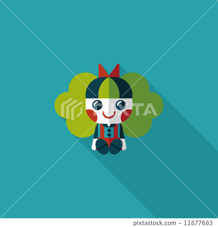 girl doll toy flat icon with long shadow,eps 10 girl doll toy flat icon with long shadow,eps 10 11877683