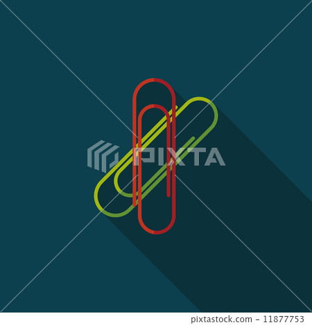 Paperclip flat icon with long shadow,eps10 11877753