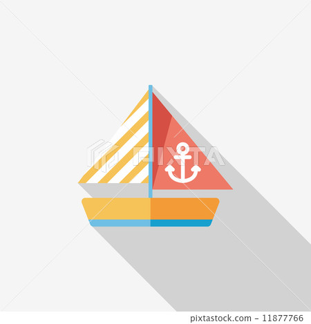 Sailboat flat icon with long shadow Sailboat flat icon with long shadow 11877766