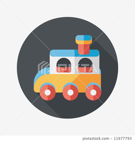 Train toy flat icon with long shadow,EPS 10 11877793