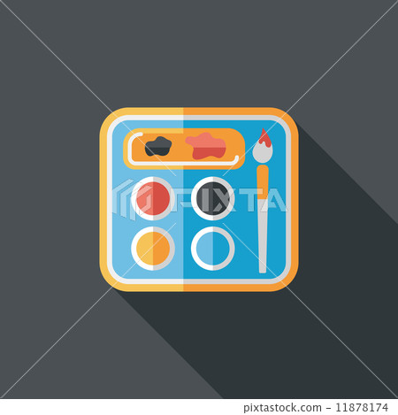 Art palette with paint brush flat icon with long shadow,eps 10 11878174