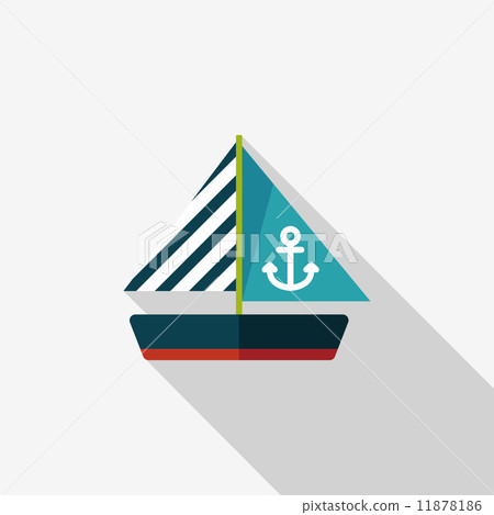 Sailboat flat icon with long shadow - Stock Illustration [11878186] - PIXTA