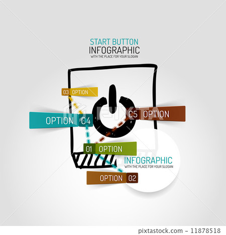 Hand drawn power button design and infographics 11878518