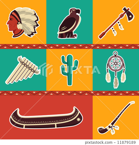 Native american symbol icons Native american symbol icons 11879189