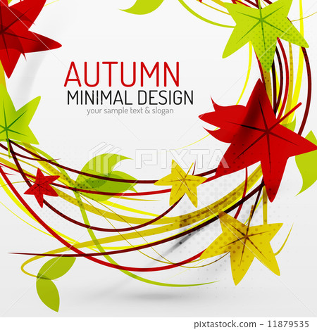 Autumn leaves and lines abstract background 11879535