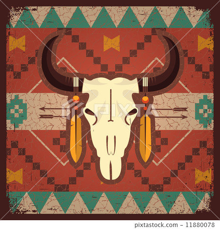 Vector skull bull with ethnic ornament 11880078