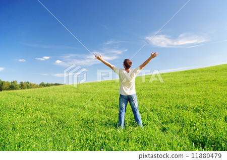 Happiness. Men in a field Happiness. Men in a field 11880479