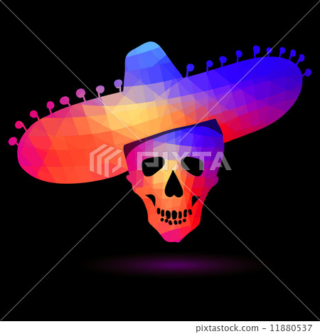 Colorful geometric skull in sombrero Colorful geometric skull in sombrero 11880537