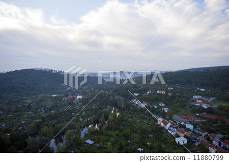 Highly detailed aerial city view with crossroads, roads, factori Highly detailed aerial city view with crossroads, roads, factori 11880799