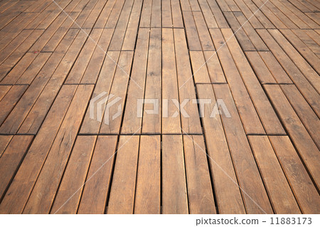 Wooden floor perspective. Detailed background photo texture 11883173