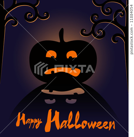 Happy Halloween card with pumpkin. 11884054