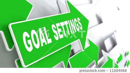 Goal Settings on Green Direction Arrow Sign. 11884066