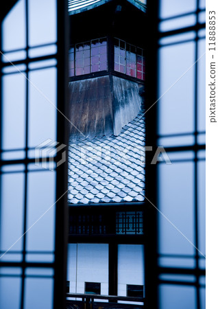 Image of a sliding door through a window Image of a sliding door through a window 11888853