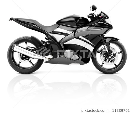 3D Image of a Black Modern Motorbike 11889701