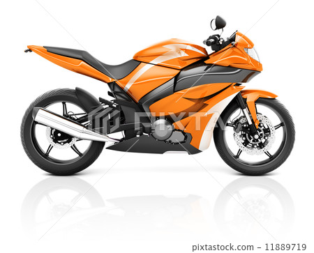 3D Image of a Orange Modern Motorbike 3D Image of a Orange Modern Motorbike 11889719