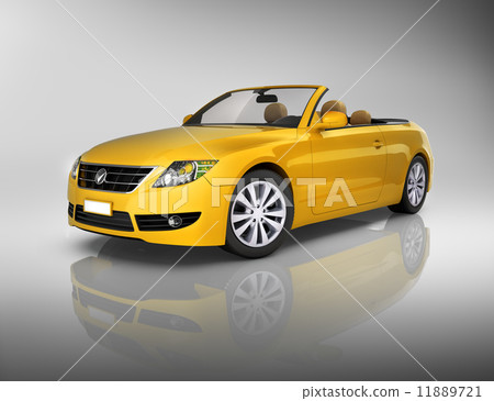 Studio Shot Of Three-Dimensional Yellow Convertible 11889721