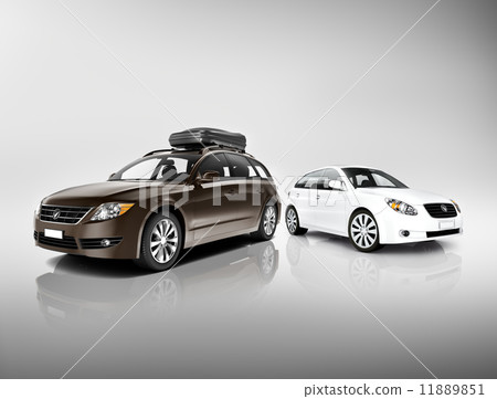 Three Dimensional Image of Black and White Cars 11889851