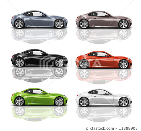 Collection of Multicolored 3D Modern Cars Collection of Multicolored 3D Modern Cars 11889905