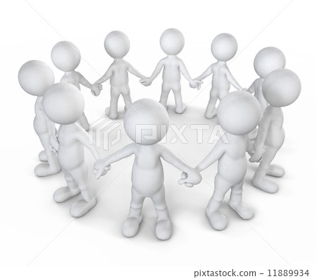 3D men holding hands in a circle 3D men holding hands in a circle 11889934