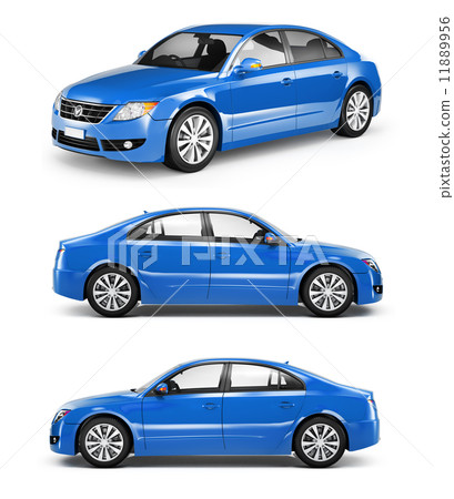Three Blue Sedans in a Row Three Blue Sedans in a Row 11889956
