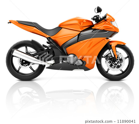 3D Image of an Orange Modern Motorbike 11890041