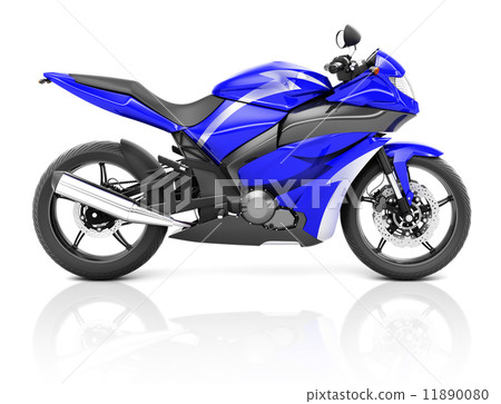 3D Image of a Blue Modern Motorbike 11890080