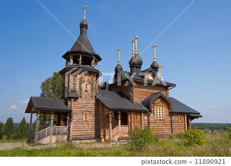 Wooden church of All Saints of Siberia on the Tura river. 11890921