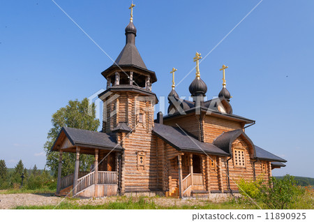 Wooden church of All Saints of Siberia on the Tura river. 11890925