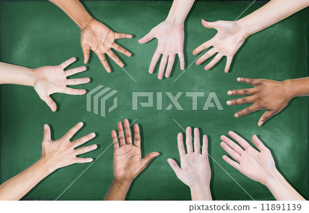 Group of Diverse Multiethnic Hands on a Blackboard Group of Diverse Multiethnic Hands on a Blackboard 11891139
