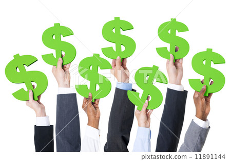 Business people holding dollar sign Business people holding dollar sign 11891144