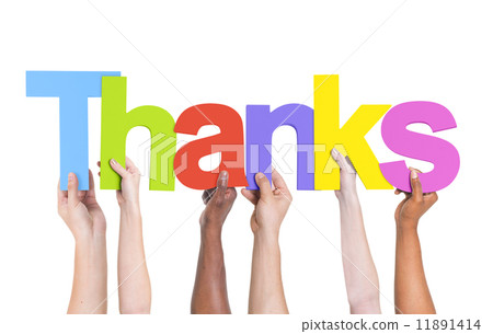 Multiethnic Group of Hands Holding Thanks 11891414