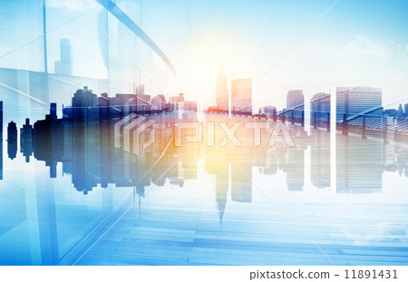 Abstract View of Urban Scene and Skyscrapers 11891431