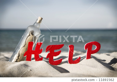 Message in a Bottle on Beach 11891562