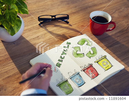 Man with a Notepad with Recycling Concept Man with a Notepad with Recycling Concept 11891604