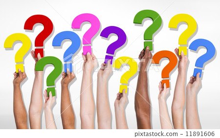 Multi-Ethnic Group of Human Hands Holding Question Marks Multi-Ethnic Group of Human Hands Holding Question Marks 11891606