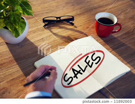 Man with Note Pad and Sale Concepts Man with Note Pad and Sale Concepts 11892003
