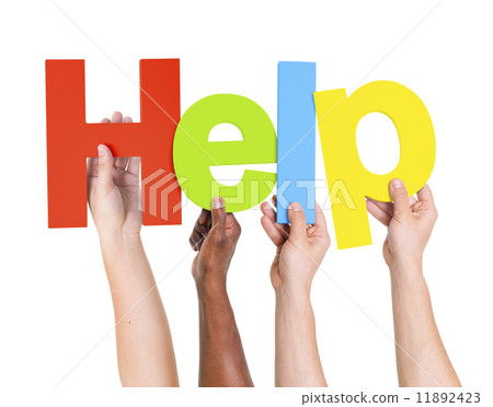 Multi-Ethnic Group Of People's Arms Raised Holding Letters That 11892423